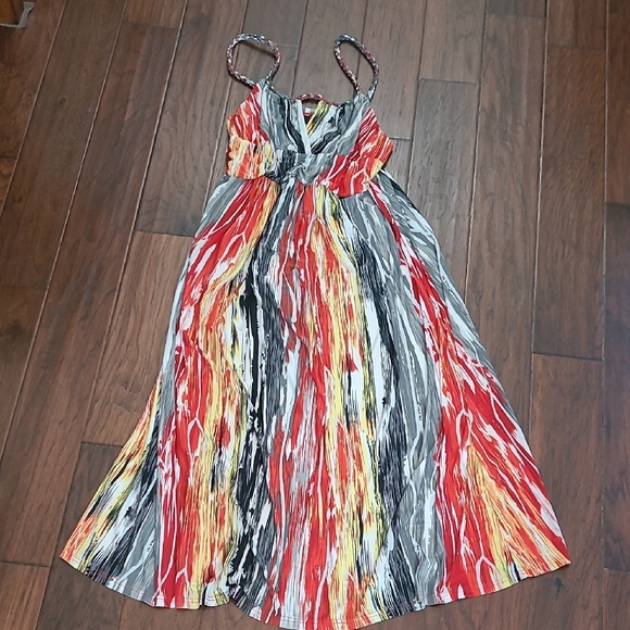 Cherry Krave Colorful High Waist Midi Dress with Braided Shoulder straps size 1X - Picture 1 of 10